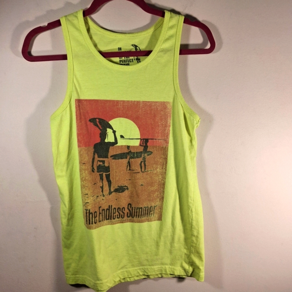 Endless Summer In Search for the Perfect Wave Neon Yellow Women's Tank Size S
